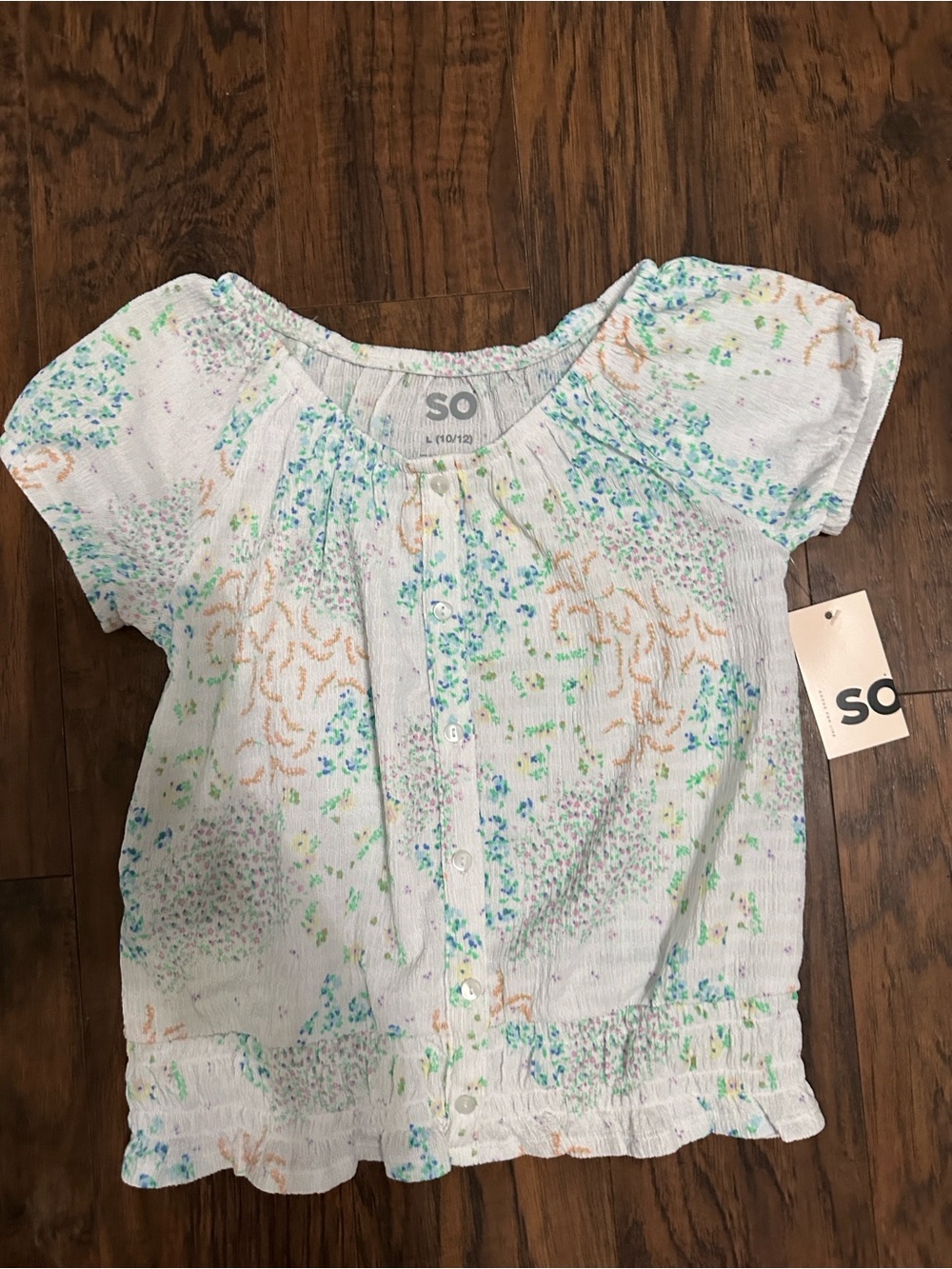 SO White Floral Girls Top with Pastel Accents!  New with tags! Never worn!